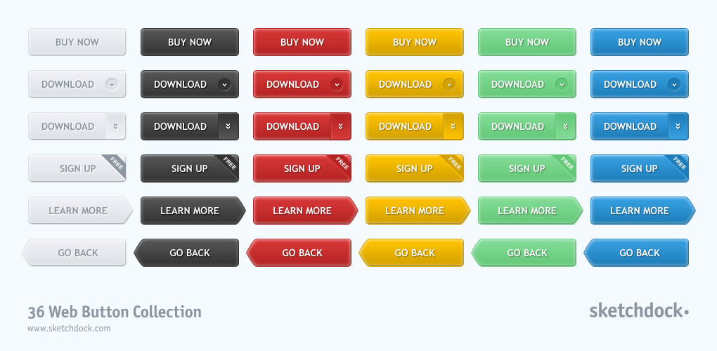 Коллекция бесплатных кнопок для веб дизайна